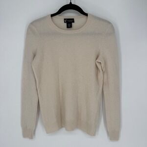 C BY BLOOMINGDALE'S 100% 2-PLY CASHMERE IVORY CREAM LARGE
